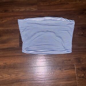 Blue and white stripped tube top